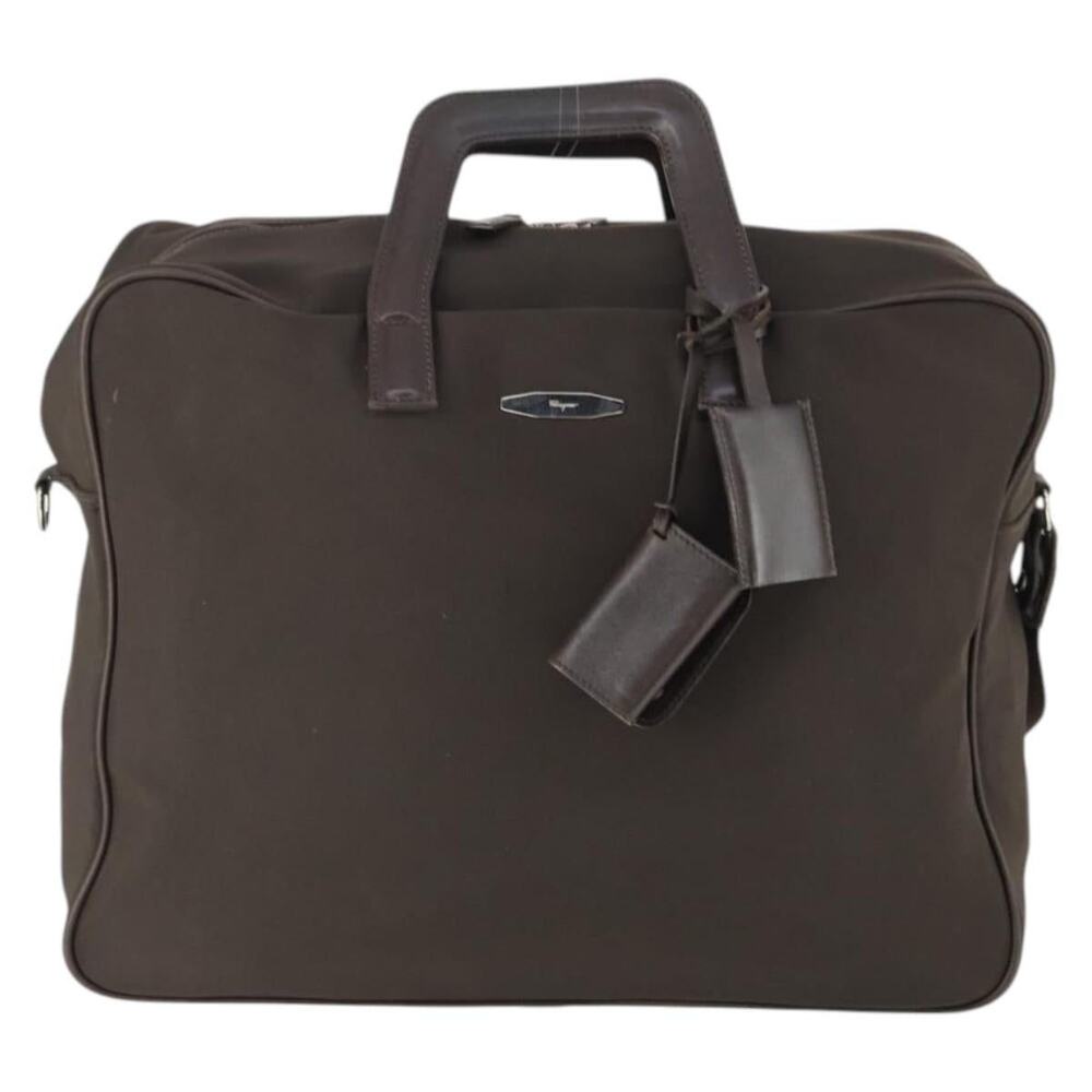 Salvatore Ferragamo Canvas Boston Bag Brown